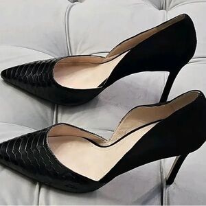 Louise et Cie Black Suede and Reptile Skin Heels